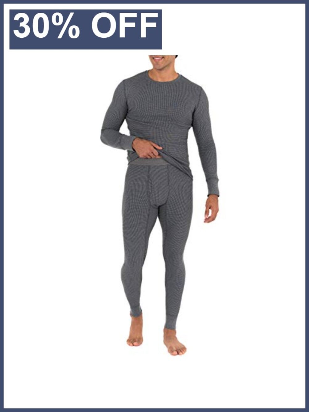 Waffle Knit Thermal Underwear Set Top & Bottom Moisture-Wicking